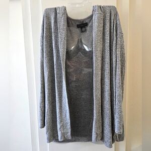 Joan Vass Hoodie Cardigan Gray Women's Sweater